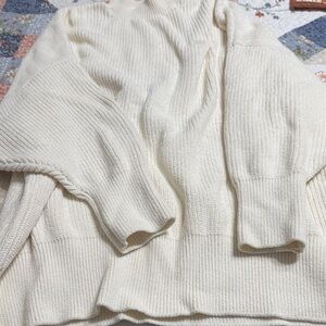 PINK Victoria's Secret Cream Crew Neck Oversized Sweater
